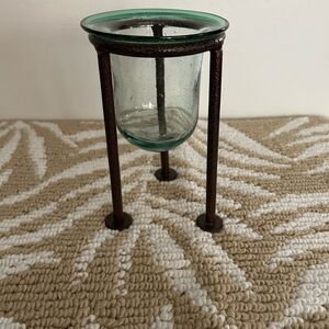 Elegant Glass and Metal Candle Holder